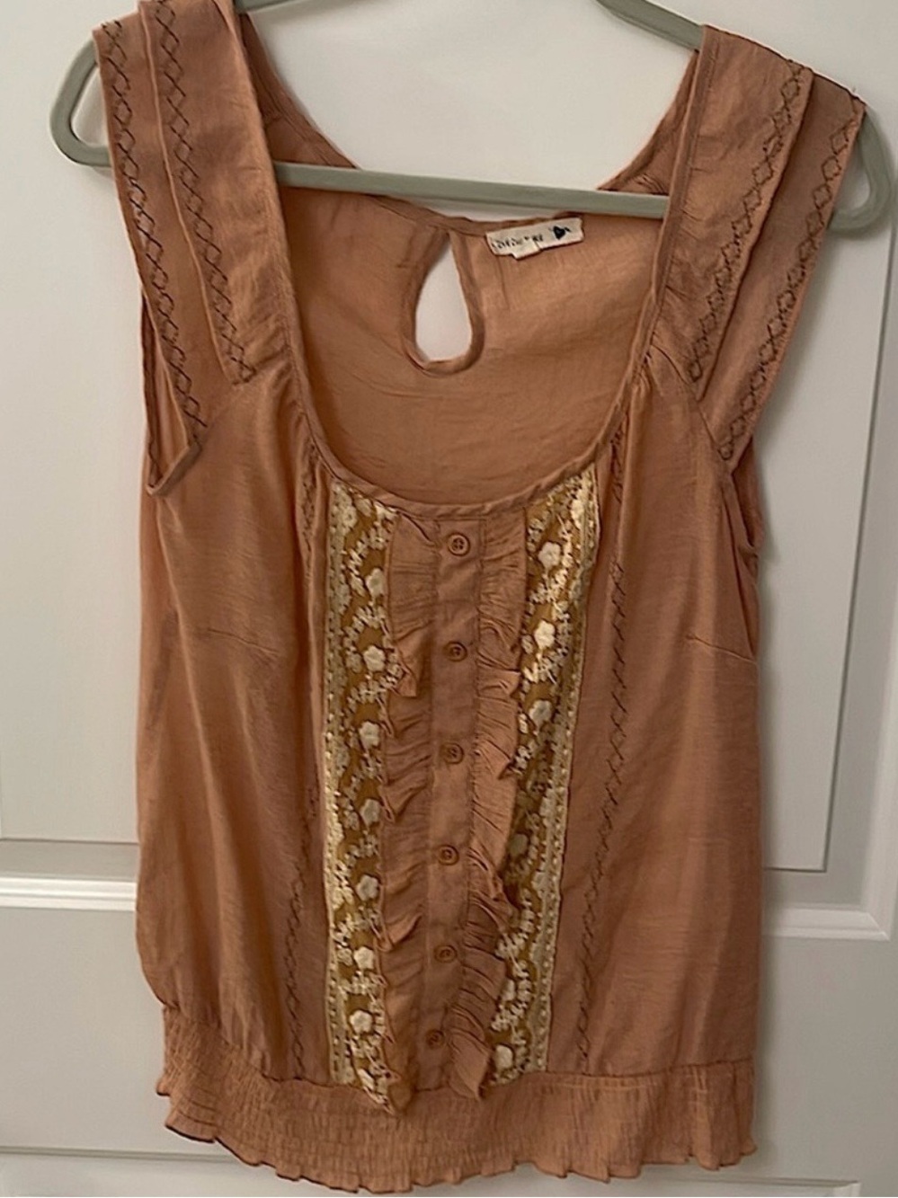Love Culture Romantic Top/ cotton Rayon/ ruffles and lace/ scoop neck/ Camisole